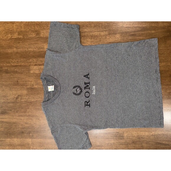 Sublima Roma Italia Striped T-Shirt Made in Italy Large 100% Cotton Gray Black - Picture 3 of 8